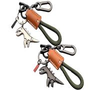 Genérico Weseecase Keychain, Aluminum Alloy Dinosaur Charm Paired with a Hand-Woven Bracelet, Mini Dinosaur Keychain for Men and woman (C1)