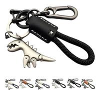 Genérico Weseecase Keychain, Aluminum Alloy Dinosaur Charm Paired with a Hand-Woven Bracelet, Mini Dino Keychain for Backpack (D)