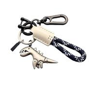 Genérico Weseecase Keychain, Aluminum Alloy Dinosaur Charm Paired with a Hand-Woven Bracelet, Mini Dinosaur Metal Keychain (White,Silver)