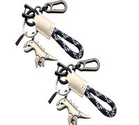 Genérico Weseecase Keychain, Aluminum Alloy Dinosaur Charm Paired with a Hand-Woven Bracelet, Mini Dinosaur Keychain for Men and woman (B2)