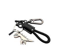 Genérico Weseecase Keychain, Aluminum Alloy Dinosaur Charm Paired with a Hand-Woven Bracelet, Mini Dinosaur Keychain (Black-b)
