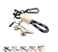 Genérico Weseecase Keychain, Aluminum Alloy Dinosaur Charm Paired with a Hand - Woven Bracelet, Mini Dinosaur Keychain for Gift (Blue a)