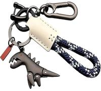 Genérico Weseecase Keychain, Aluminum Alloy Dinosaur Charm Paired with a Hand-Woven Bracelet, Mini Dinosaur Metal Keychains Bag Charm (White-B)