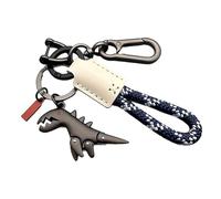 Genérico Weseecase Keychain, Aluminum Alloy Dinosaur Charm Paired with a Hand-Woven Bracelet, Mini Dinosaur Keychain (White-a)