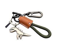Genérico Weseecase Keychain, Aluminum Alloy Dinosaur Charm Paired with a Hand-Woven Bracelet, Mini Dinosaur Keychain (Brown-b)