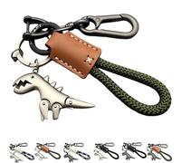Genérico Weseecase Keychain, Aluminum Alloy Dinosaur Charm Paired with a Hand-Woven Bracelet, Mini Dino Keychain for Backpack (F)