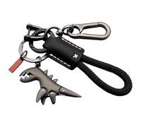 Genérico Weseecase Keychain, Aluminum Alloy Dinosaur Charm Paired with a Hand-Woven Bracelet, Mini Dinosaur Keychain Bag Charm (Black-B)