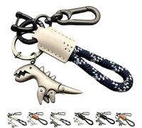 Genérico Weseecase Keychain, Aluminum Alloy Dinosaur Charm Paired with a Hand-Woven Bracelet, Mini Dino Keychain for Backpack (B)