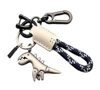 Genérico Weseecase Keychain, Aluminum Alloy Dinosaur Charm Paired with a Hand-Woven Bracelet, Mini Metal Dinosaur Keychain (White-a)