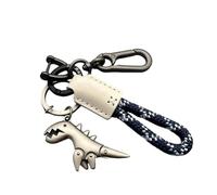 Genérico Weseecase Keychain, Zinc Alloy Dinosaur Charm Paired with a Hand-Woven Bracelet for Backpack Charm (White and Silver,1pc)