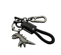 Genérico Weseecase Keychain, Zinc Alloy Dinosaur Charm Paired with a Hand-Woven Bracelet for Backpack Charm (Pure black,1pc)
