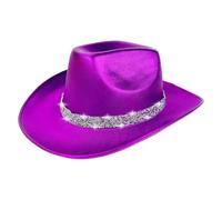 Genérico Western Cowgirl Hat - Bling Felt Glitter Cowboy Hat, Gold Foil Rhinestone Chain, Classic Role Play Costume | Sparkling Disco Party, Stage, Halloween Unisex Cowboy Unisex Fun Wearable