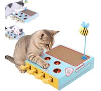 Genérico Whack Attack Cat Toy, 2026 New Wooden Whack A Mole Cat Toy, 3-in-1 Whack-A-Mole Puzzle Toys, Relieve Boredom and Boost IQ for Indoor Cats (Blue)