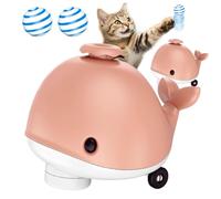Genérico Whale Floating Ball Toy, Cute Whale Float Ball with Flexible Wheels, 5.63x4.06x4.72 Inches Cooling Fan, Balancing Blowing Game for Cats, Heels Music Function Coolings