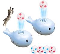 Genérico Whale Floating Interactive Cat Toy, Electric 2-in-1 Keep Cats Entertained Floating Football Kitten Toy, Motion Activated Whale Blower with 2 Small Balls, Suitable for Indoor Cats (Blue*2)