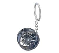Genérico Wheel Hub Keychain - Car Keyrings for Men | Metal Cars Tire Rim Keyring for Automotive Enthusiasts, Miniature Car Wheel Model Creative Accessories Keyfob Stylish Gift, 9.2x3.7x1.7cm