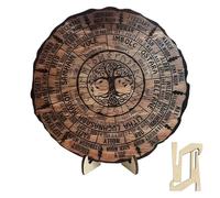 Genérico Wheel of The Year Wood Sign - Witch Wall Calendar Plaque,Vintage Handmade Decorative Wheel Calendars,Round Wooden Sign for Retro Wall Decor for Halloween (4.72inch)
