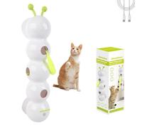 Genérico Whirlie Cat Toy - Smart Motion Cat Toy with Worm Design, Whirlie Smart Motion Cats Toys with Worm Design, Happyluna Cats Toys with Suction Cup, for Indoor Wall, Door and Window (White)