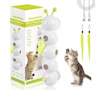 Genérico Whirlie Cat Toy, Whirlie Smart Motion Cat Toy with Worm Design, Happy Luna Cats Toys with Suction Cup. Suitable for Indoor Wall, Door and Window Installation (White)
