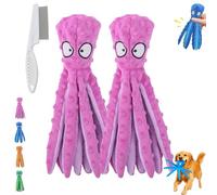 Genérico Whiskerspot Octopus Dog Toy, Whiskerspot Eco-Friend Octopus Plush, Interactive Chew Dog Toy for Aggressive Chewers, Squeaky, Made of Bite Resistance Material, No Stuffing (Pink*2Pcs)