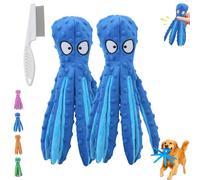 Genérico Whiskerspot Octopus Dog Toy, Whiskerspot Eco-Friend Octopus Plush, Interactive Chew Dog Toy for Aggressive Chewers, Squeaky, Made of Bite Resistance Material, No Stuffing (Blue*2Pcs)