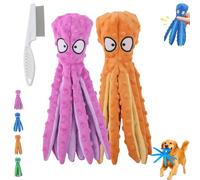 Genérico Whiskerspot Octopus Dog Toy, Whiskerspot Eco-Friend Octopus Plush, Interactive Chew Dog Toy for Aggressive Chewers, Squeaky, Made of Bite Resistance Material, No Stuffing (Orange+Pink)