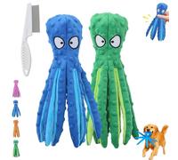 Genérico Whiskerspot Octopus Dog Toy, Whiskerspot Eco-Friend Octopus Plush, Interactive Chew Dog Toy for Aggressive Chewers, Squeaky, Made of Bite Resistance Material, No Stuffing (Blue+Green)