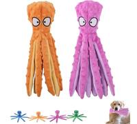Genérico Whiskerspot Octopus Dog Toy, Whiskerspot Eco-Friend Octopus Plush, Upgrade Squeaky Plush Dog Toys, No Stuffing, for Small, Medium and Large Dog Indoor Outdoor Play (Orange+Pink)