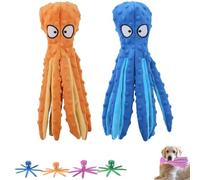 Genérico Whiskerspot Octopus Dog Toy, Whiskerspot Eco-Friend Octopus Plush, Upgrade Squeaky Plush Dog Toys, No Stuffing, for Small, Medium and Large Dog Indoor Outdoor Play (Orange+Blue)