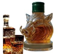 Genérico Whiskey Decanter - Wild Boar Whiskey Bottle Sculpture | Artistic Alcohol Dispenser Glass Display for Bourbon, Vodka, Tequila or Brandy Drinks, 6.69x5.91x5.91in