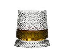 Genérico Whiskey Glass Tumbler - Rotatable Bar Style Drinking Cup, Elegant Cocktail Glass, Luxury Crystal Whiskey Glassware Set Design, Smooth Rotation Stable Base Included Coaster Constructio