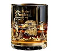 Generico Whiskey Glasses - Clear Conmemorative 250th Theme Tumbler 300 ml | Premium Whiskey Rocks Glass Thick Base For Smooth Drinking, Whiskeys Glass For Celebration Collection Bar Home Pub Party