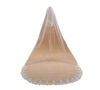 Genérico White Cathedral Bridal Veil 1 Layer 300cm Long Wedding Veil with Pencil Edge Appliques for Bride