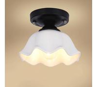 Genérico White Flower Glass Ceiling Lighting Modern Close to Ceiling Lamp Semi Flush Mount Ceiling Lights for Living Room Bedroom