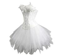 Generico White Swan Outfit - Ballet Costume Set | Soft Tulle Skirt | Elegant Role Playing Dress Up Apparel, Cosplay Corset for Halloween Carnival Easter Elegant Party Stage Performance Birthday