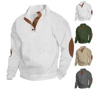 Genérico Whitecloths Life Clothing Men,Men's Vintage Knit Print Zip-Up Sweatshirt,Stand Collar Button Zip Up Sweatshirt (XXL,White)