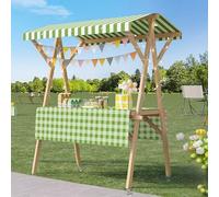 Genérico Wide Countertop Farmers Market Booth for Outdoor Events,Street Food (Green with wheels, Large)