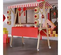 Genérico Wide Countertop Farmers Market Booth for Outdoor Events,Street Food (Red A with wheels, Large)