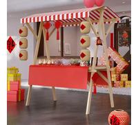 Genérico Wide Countertop Farmers Market Booth for Outdoor Events,Street Food (Red A without wheels, Small)