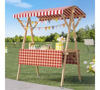 Genérico Wide Countertop Farmers Market Booth for Outdoor Events,Street Food (Red B with wheels, Small)