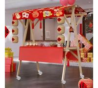 Genérico Wide Countertop Farmers Market Booth for Outdoor Events,Street Food (Red C with wheels, Small)