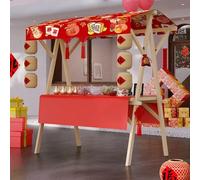 Genérico Wide Countertop Farmers Market Booth for Outdoor Events,Street Food (Red C without wheels, Small)