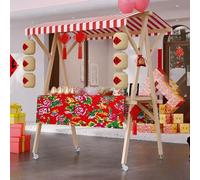 Genérico Wide Countertop Farmers Market Booth for Outdoor Events,Street Food (Red D with wheels, Large)