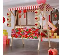 Genérico Wide Countertop Farmers Market Booth for Outdoor Events,Street Food (Red D without wheels, Large)