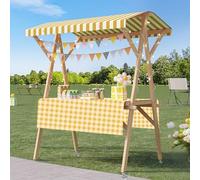 Genérico Wide Countertop Farmers Market Booth for Outdoor Events,Street Food (Yellow B with wheels, Large)