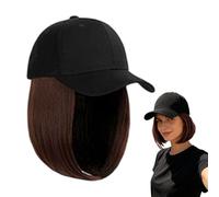 Genérico Wig Hat - 28x15cm Breathable Baseball Cap Wig, Realistic Short Wavy Bob Hair Baseball Hat Comfortable Sun Protection Wigs Cap Style For Daily Wear Sports Outdoor Activities