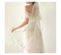 Genérico Wild Flowers Floral Bridal Veil - Cathedral Length Embroidered Tulle with Comb for Brides