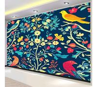 Genérico William Morris Animales Flores Papel pintado impreso en 3D, 200 x 140 cm Pared Papel Pintado, Moderno Decoración de Paredes para salón Dormitorio Pasillo Comedor, Azul Marino