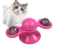 Genérico Windmill Cat Toys - 16x7.5x7.5cm/6.3x2.95x2.95 Inches Interactive Cat Toy with LED Lights | Turntable Toy with Suction Cup, Brush For Tooth Cleaning,Scratching, Exercising