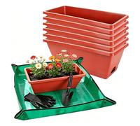 Genérico Window Planter Box - 7 Piece 16.5 Inch Window Box Planter Set with Drainage Trays | Thickened ABS Flower and Vegetable Planters for Succulents, Herbs, Indoor Outdoor Windowsill